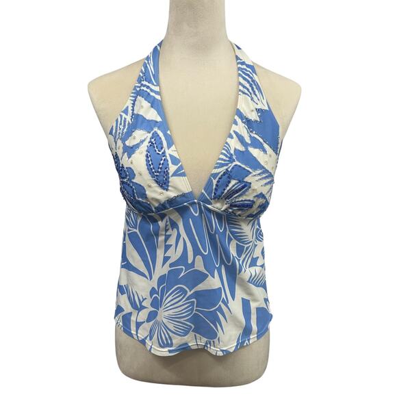 Tropical Resort Beaded Halter Swim Tankini Top La Blanca Size 12 - Picture 1 of 7